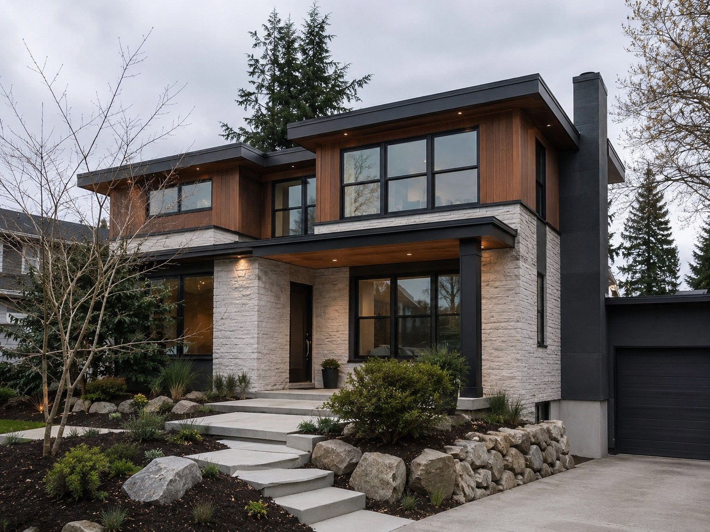 Modern home addition exterior in Richmond Hill by Goldstein Construction Inc.