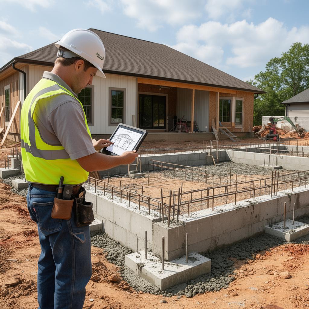 Structural engineer reviewing foundation drawings for a Richmond Hill home addition