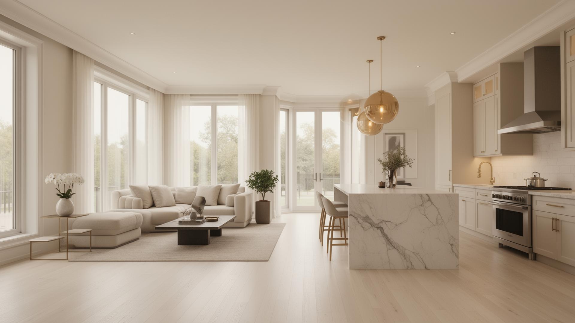 Luxury home renovation in Richmond Hill — open-concept living and kitchen by Goldstein Construction