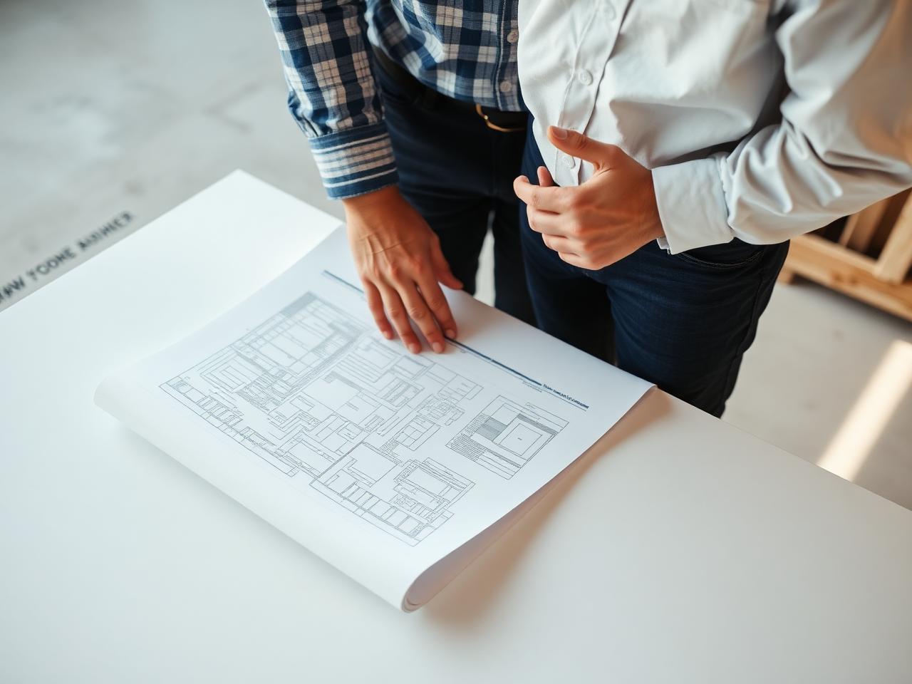 Goldstein Construction project lead reviewing renovation drawings on a Greater Toronto Area job site